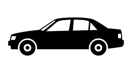 Fototapeta premium Simple black silhouette of a four door sedan car side profile.