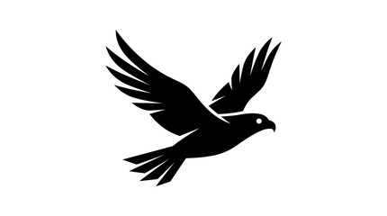 Fototapeta premium Simple falcon bird in flight silhouette minimalist graphic icon.