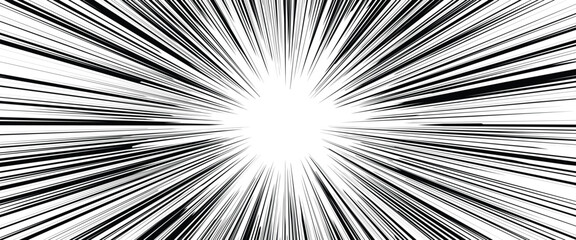 Fototapeta premium Anime Style Sunburst Focus Line Background - Radial Manga Burst Effect for Comic Book Covers, Storyboards, and Japanese Pop Art
