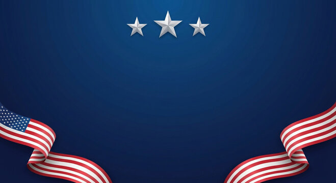 Patriotic American Labor Day Banner Template with Blue Gradient and Stars
