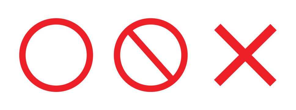 Circle, Prohibited and Cross Symbol Icon Set