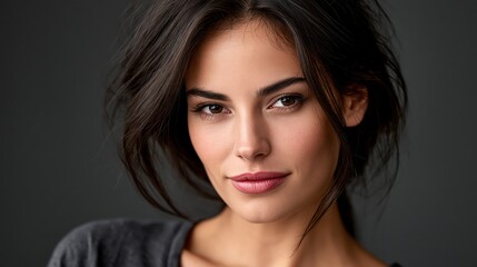Fototapeta premium Beauty Shines Through Minimal Makeup in a Striking Portrait