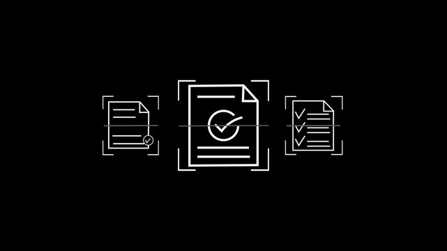 Mobile OCR document scanning technology for digital paperwork management, showing business professional using data to capture paper documents 4k video.