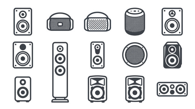 Speaker and sound system hardware icons.