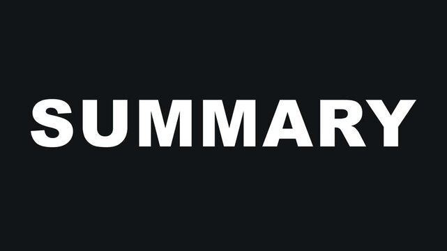Minimalist summary text animation with dynamic orange block reveal for corporate presentations and modern motion 4k