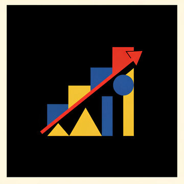 Bauhaus Geometric Business Growth Icon for Digital Workspace Emoji