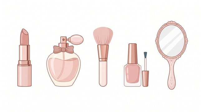 Elegant Beauty Skincare Clipart Set Illustration
