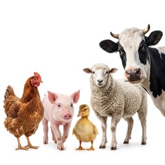 Fototapeta premium Farm Animals Illustration Set on White Background