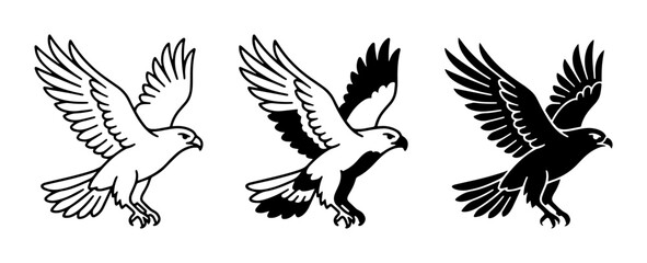 Fototapeta premium Hawk Vector Icons, Bird of Prey Silhouette, Wildlife Graphic Design Elements