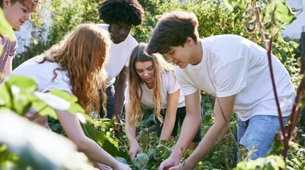 Young Friends Harvesting Fresh Vegetables Together Outdoors © munirahsamsudin