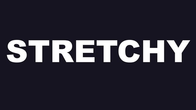 Stretchy text animation on dark background, modern kinetic typography motion for creative branding and digital marketing projects 4k