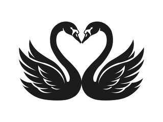 Obraz premium Two Swans Forming A Heart Shape Silhouette