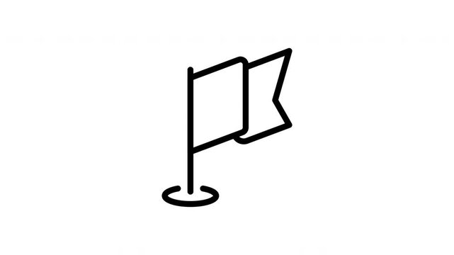 Flag On Pole Animated Icon With Alpha Channel. Location Marker, Navigation, And Achievement Motion Graphic. On Transparent Background