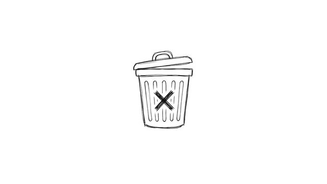 Trash Bin Delete Icon Doodle Line Icon Animation Motion Graphic