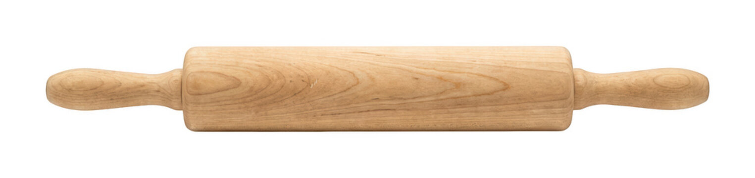 Classic wooden rolling pin png Kitchen tool rolling pin cutout Smooth dough roller png Traditional isolated transparent background image