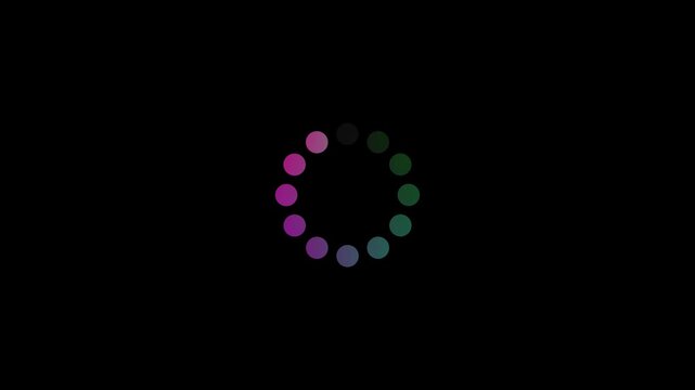 loading wheel animation, Animated spinning load icon with alpha layer transparent background. Loading circle icon animation on black background 4k