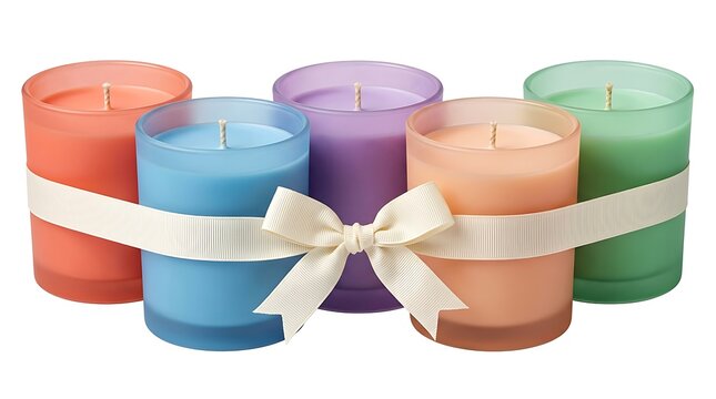 Colorful scented candles tied with ribbon a gift for friendship day and celebrations