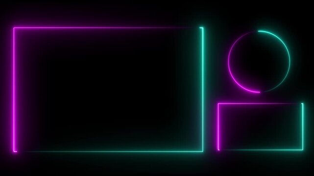 Live streaming frame overlay for online broadcast layout. Glowing neon live streaming overlay frame on dark background, futuristic HUD style with blank center for webcam or gameplay screen 4k