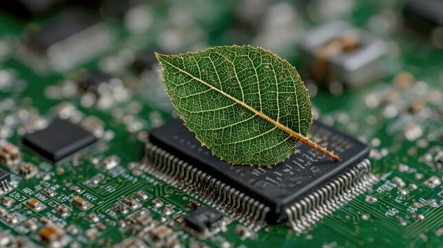Sustainable technology concept green circuit board  --ar 16:9 --raw --stylize 300 --weird 8 --v 7 Job ID: 63d0dd82-0ad2-481f-91fe-8c1d2001a235