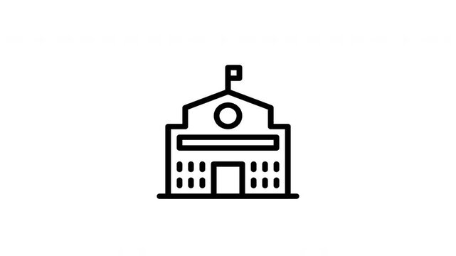 school building animated icon