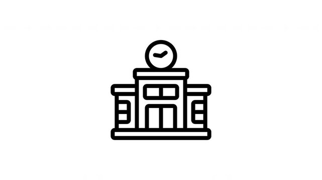 school building animated icon