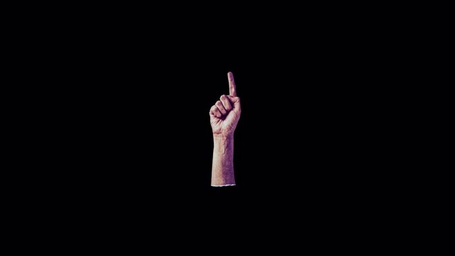 Human hand gesturing different count numbers isolated on black background.