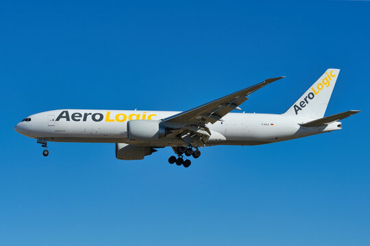 AeroLogic Boeing 777-F (D-AALK) freighter on final approach to Narita International Airport
