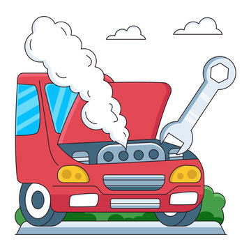 Editable design illustration of overheated engine 
