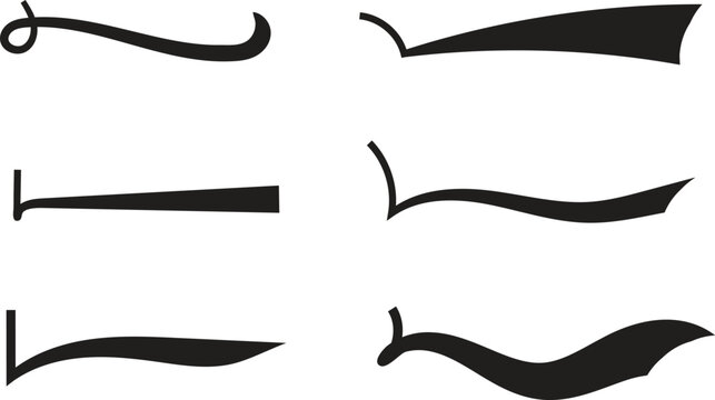 Text tails swash underline curve typography shape baseball sign. retro style swoop wave line decorative elements
