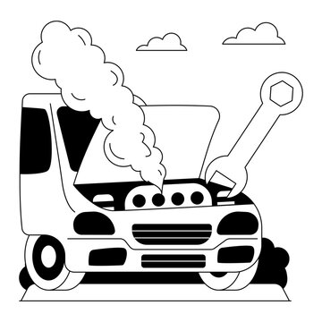 Editable design illustration of overheated engine 
