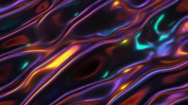 Molten chrome loop diagonally bending waves with metallic glowing highlights across