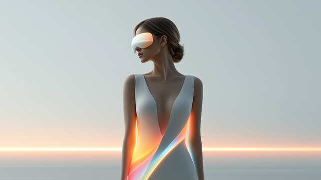 Serene Female Profile with Flowing Purple Thoughts and Inner Calm