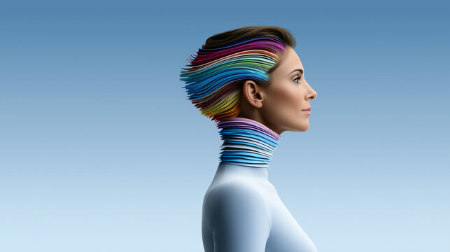 Colorful Female Profile Representing Identity and Neurodivergent Mind