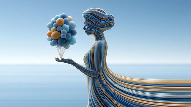 Neurodivergent Mind Concept with Colorful Abstract Thoughts and Female Profile