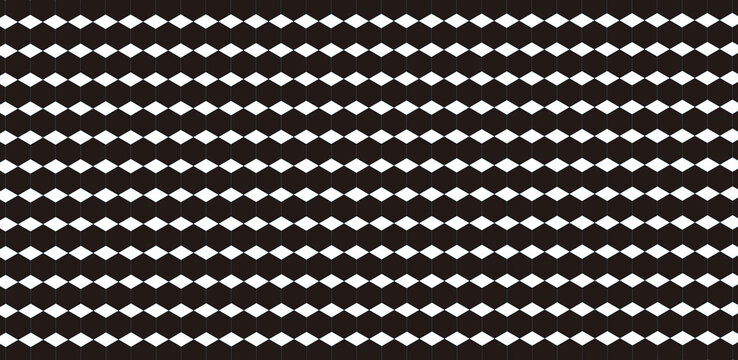 An abstract pattern of repeating diamond shapes in white on a dark background. The diamonds are arranged in neat rows and columns, creating a sense of order and symmetry.