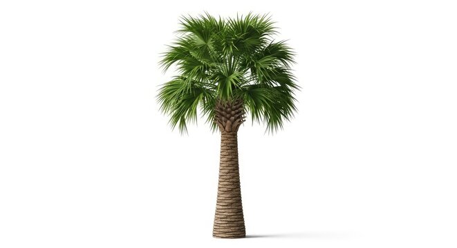 Sabal Palmetto or Cabbage Palm Tree Isolated on White Background