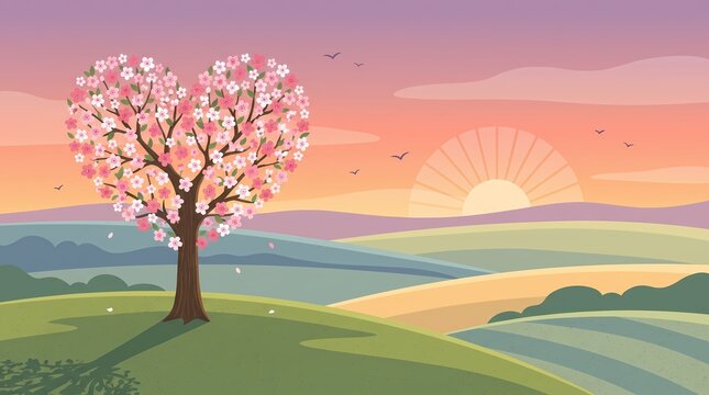 Mindfulness Meditation and Mental Wellness Concept with Brain Health and Floral Nature Illustration