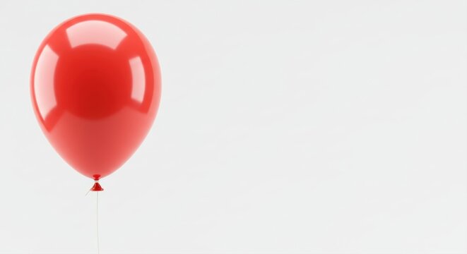 Red balloon floating against plain white background