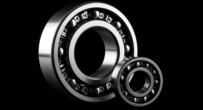 Chrome Steel Ball Bearings on Black Background