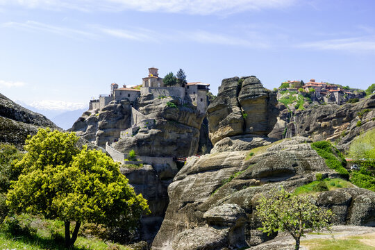 The Holy Monastery of Great Meteoron, Meteora, Greece, on a sunny day.