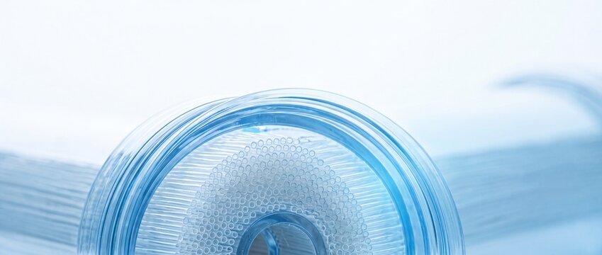 Detailed close up of water filtration cartridge with hollow fiber membrane technology for clean purified residential water supply.
