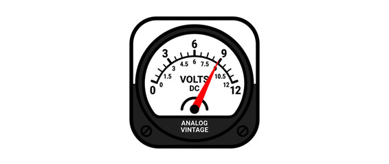 Naklejka premium Retro analog voltmeter gauge, vintage electrical measurement device