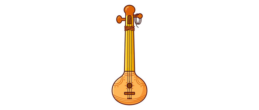 Traditional Stringed Musical Instrument Illustration