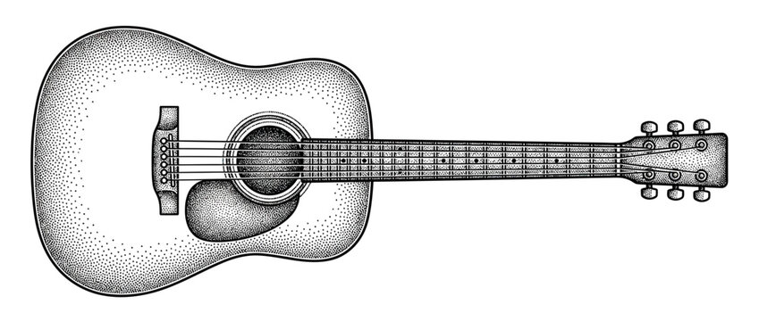 Stippled Acoustic Guitar Illustration