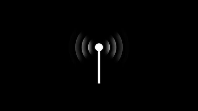Animated wi-fi signal with pulsing waves for wireless connectivity and network communication concepts