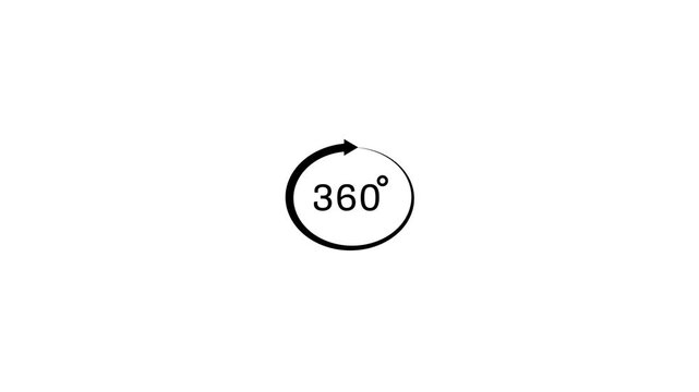 360 degree rotation animation, minimalist circular arrow symbol for virtual reality and panoramic view user interface