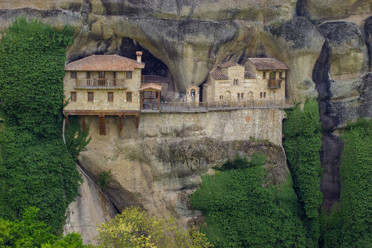The Holy Monastery of Great Meteoron, built into the cliffs of Meteora, Greece, is a testament to human ingenuity and faith.
