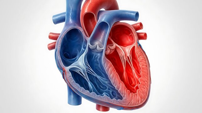Anatomical cross section of human heart with internal chambers