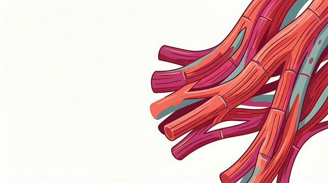Stylized illustration of human muscle fiber anatomy