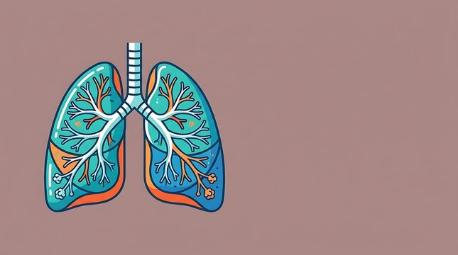 Human respiratory lungs anatomy graphic with branch detail